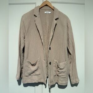 Mod Ref Tan Gauze Linen & Cotton Blazer/ Jacket